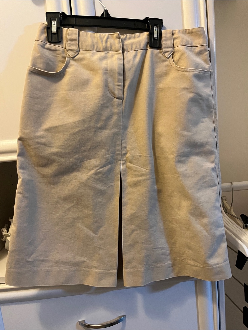Classic Beige Women’s Skirt with Front Vent